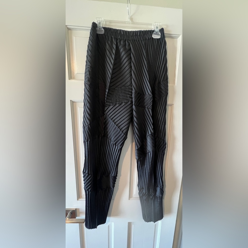 Babette Crisscross Pleated Pants Women Size Small Black